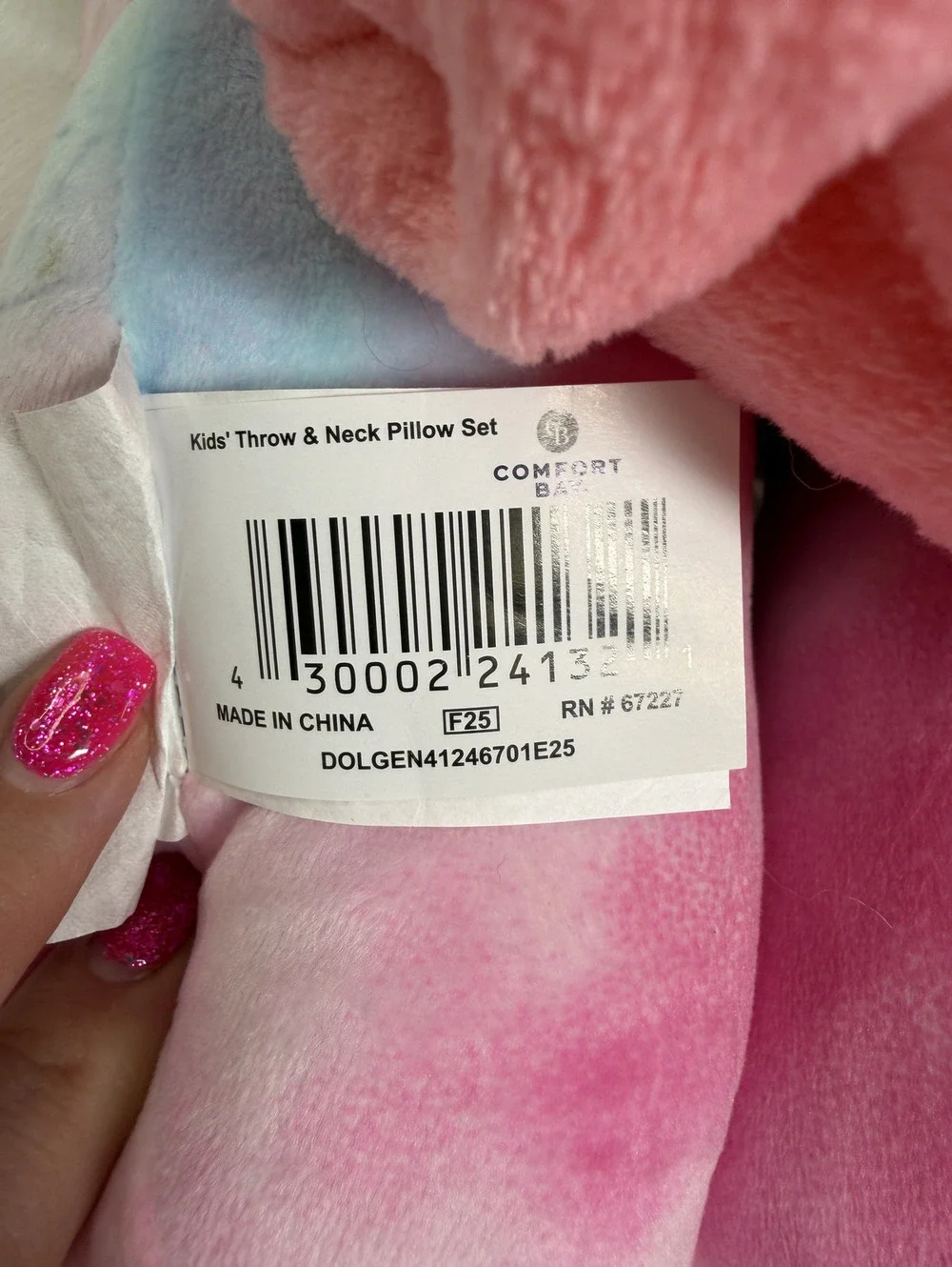 New Kids Unicorn Throw & Neck Pillow Set Pink Plush Travel Blanket Pastel Kawaii